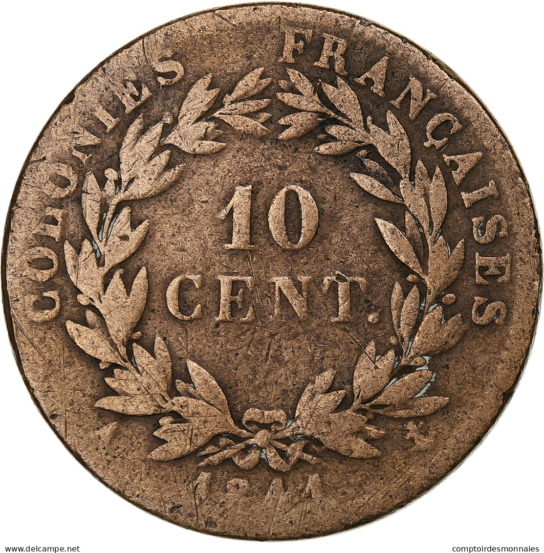 Colonies Françaises, Louis-Philippe, 10 Centimes, 1844, Paris, Bronze, TB - Andere & Zonder Classificatie