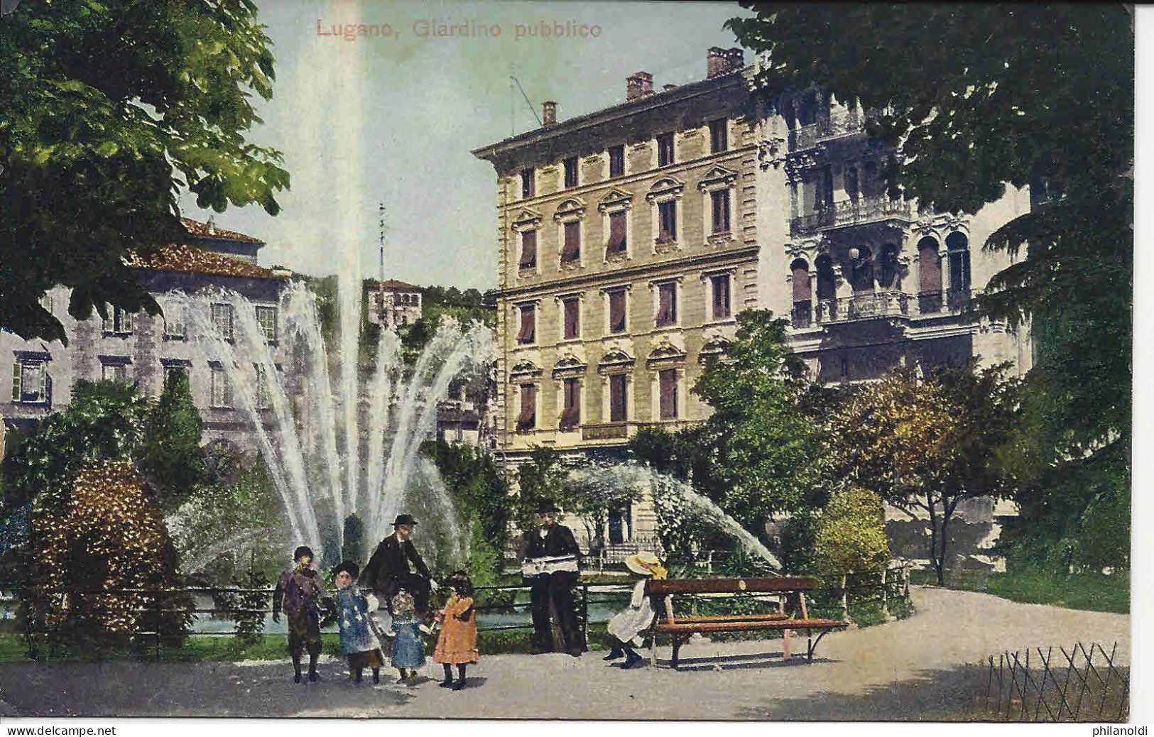 Lugano, Giardino Pubblico, Animazione, Viaggiata 1912 - Lugano