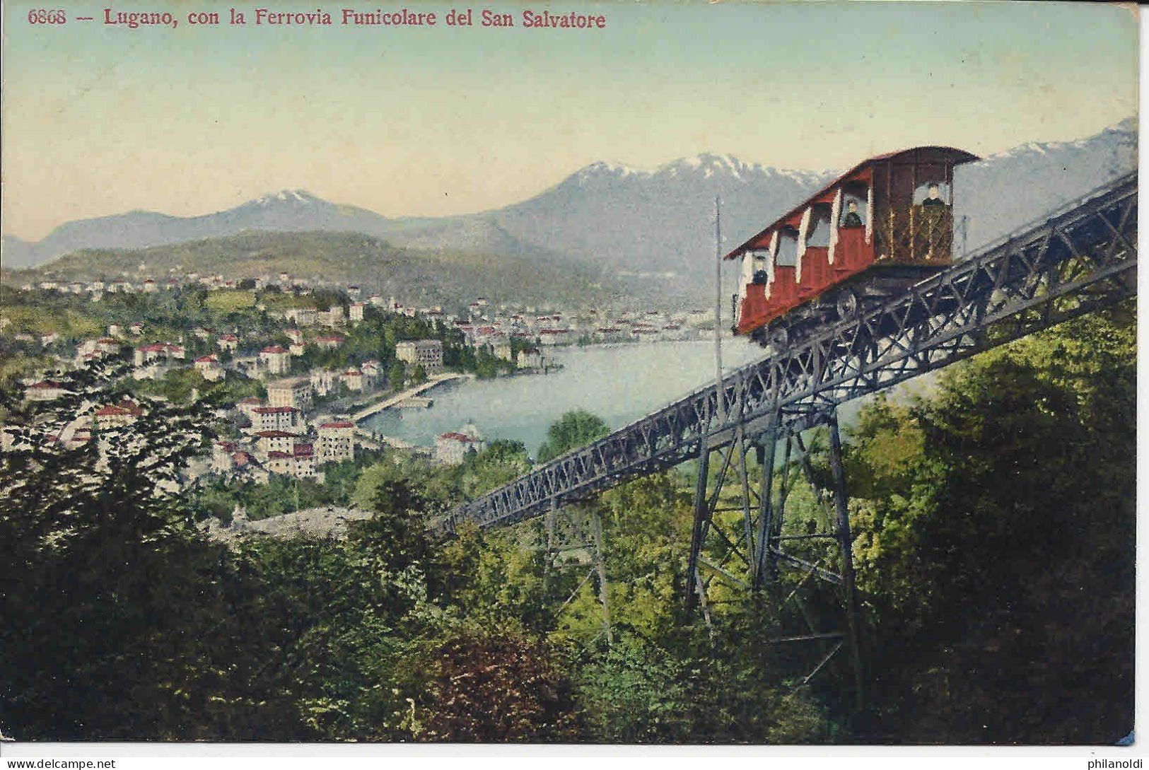 Lugano, Ferrovia Funicolare Del San Salvatore A Colori, Non Viaggiata - Lugano
