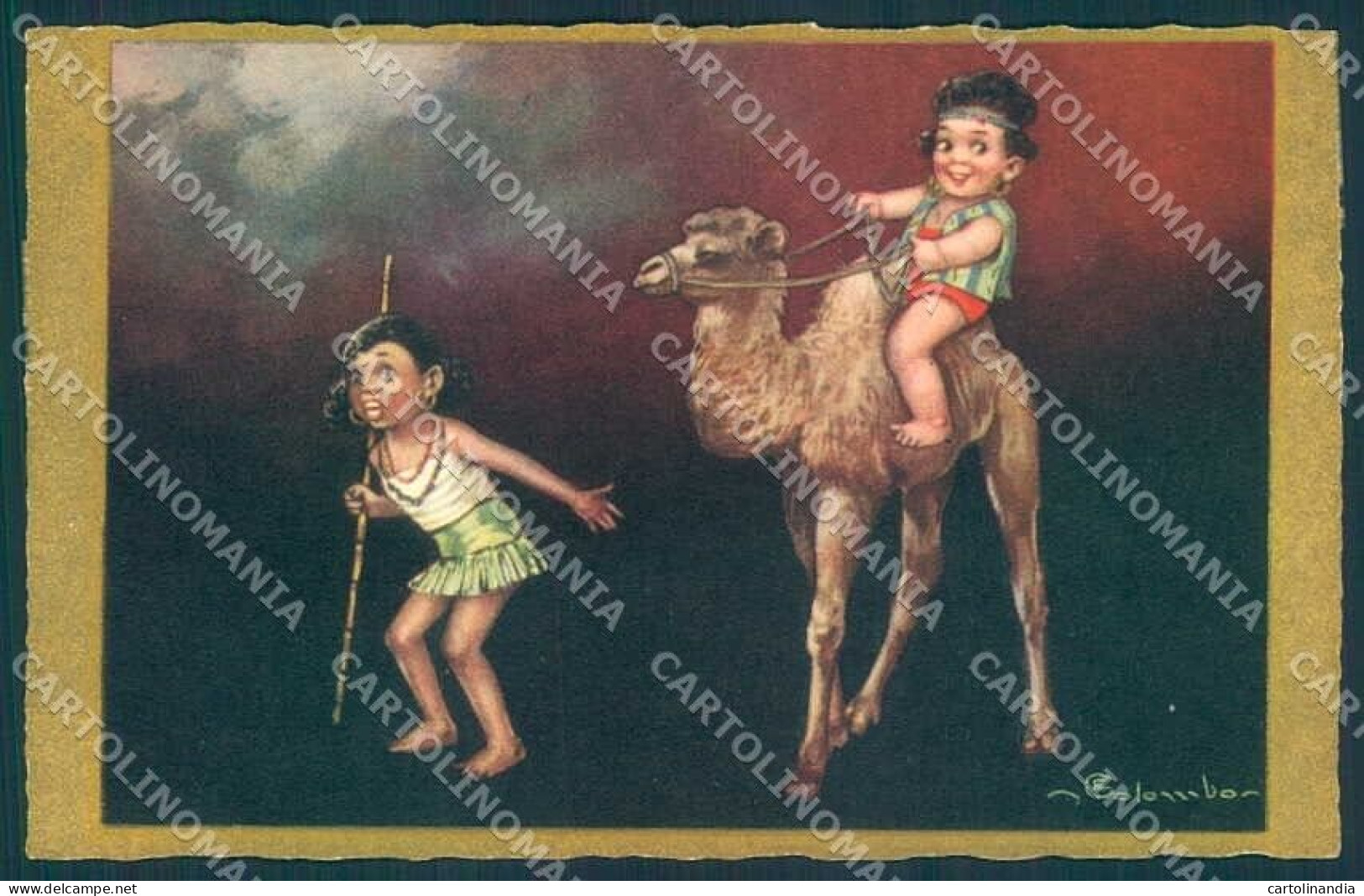 Artist Signed Colombo Children Dromedary Serie 2394 Postcard VK9094 - Other & Unclassified