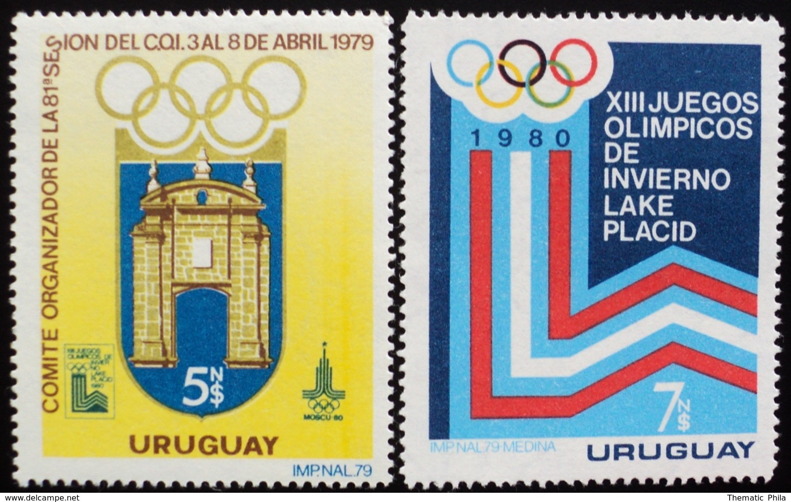 1979 URUGUAY MNH  Olympics Games - Juegos Olímpicos Lake Placid  Yvert 1014/5 Sc. 1019 - Uruguay