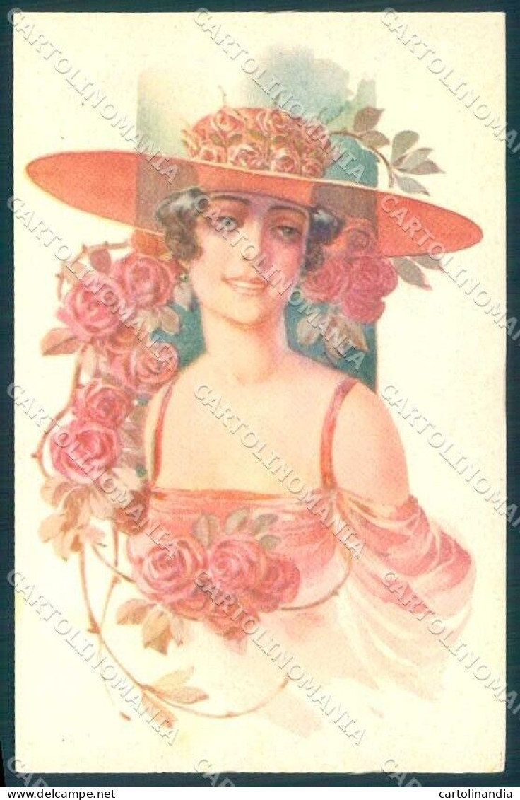 Artist Signed Malugani Fashion Glamour Lady Flowers Serie 91-3 Postcard VK9178 - Autres & Non Classés