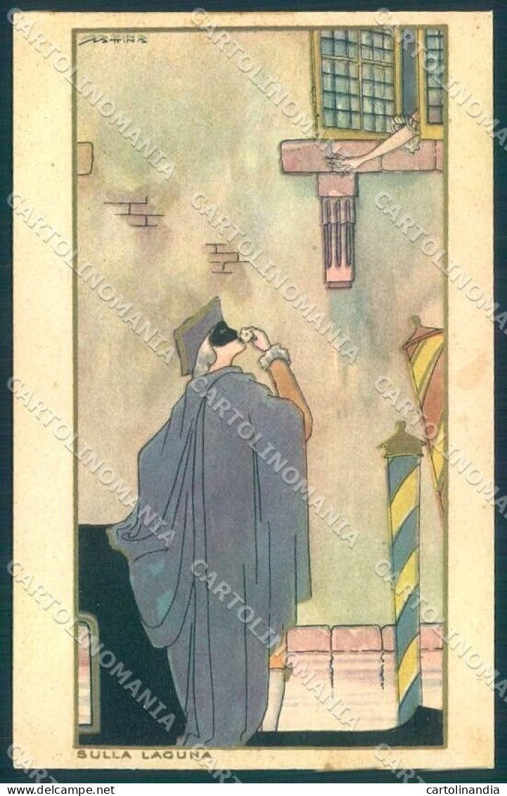 Artist Signed Scattina Pierrot Venezia Art Deco Sborgi Postcard VK9141 - Autres & Non Classés