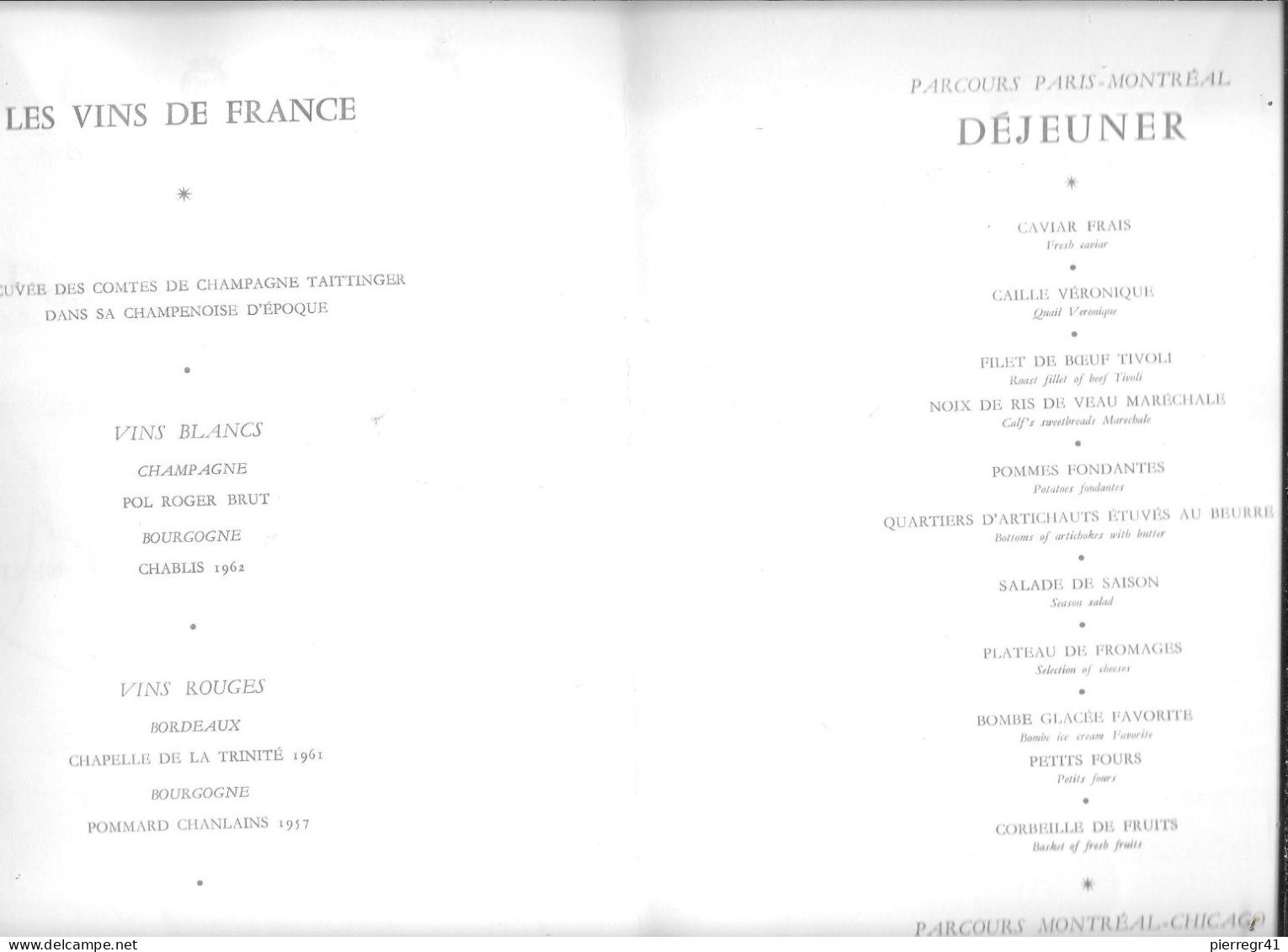 MENU-1966-AIR FRANCE-MENU-CHATEAUX De France-VILLANDRY-Dessin-P.Pages-VOL-PARIS/CHICAGO-TBE-RARE - Menükarten