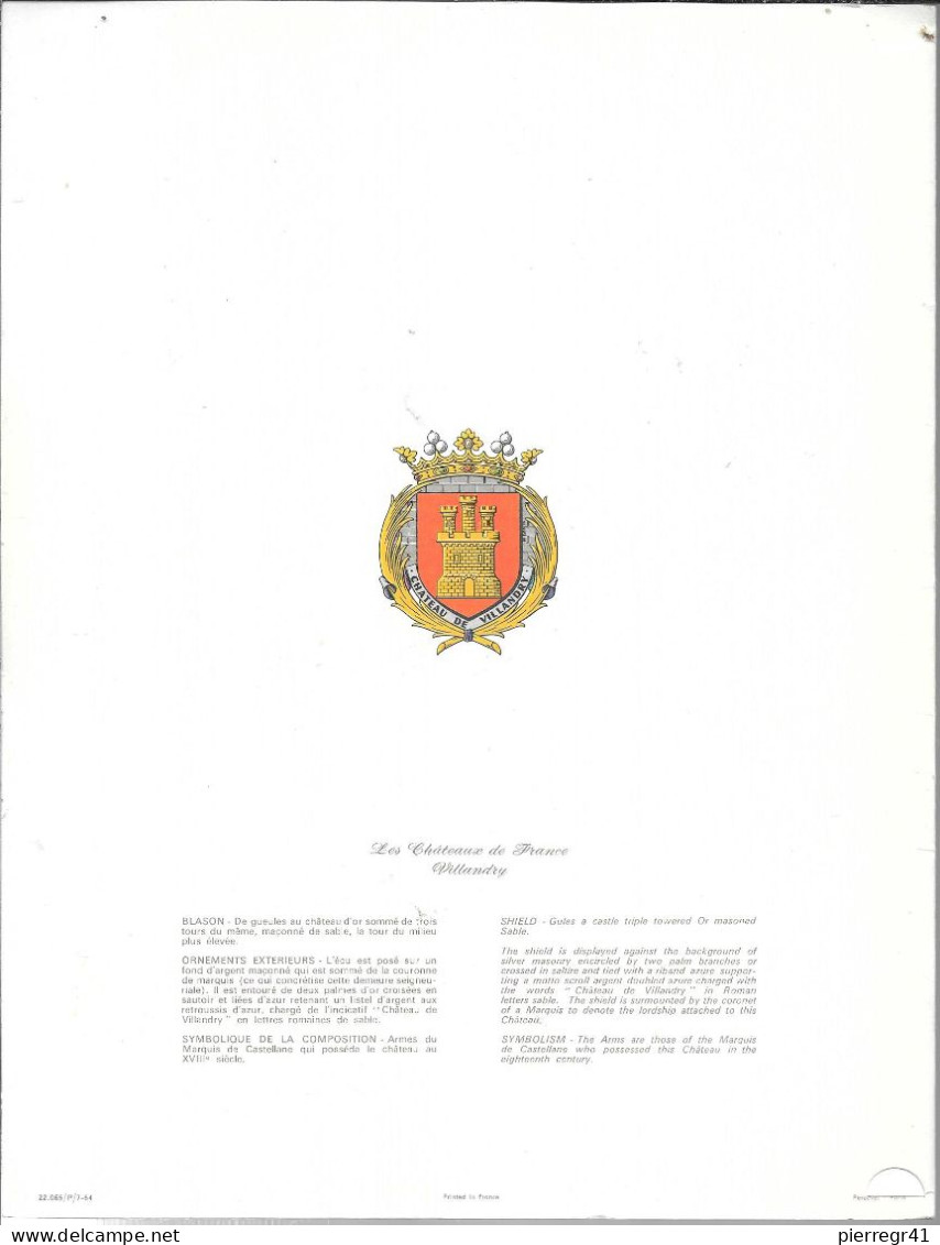 MENU-1966-AIR FRANCE-MENU-CHATEAUX De France-VILLANDRY-Dessin-P.Pages-VOL-PARIS/CHICAGO-TBE-RARE - Menu