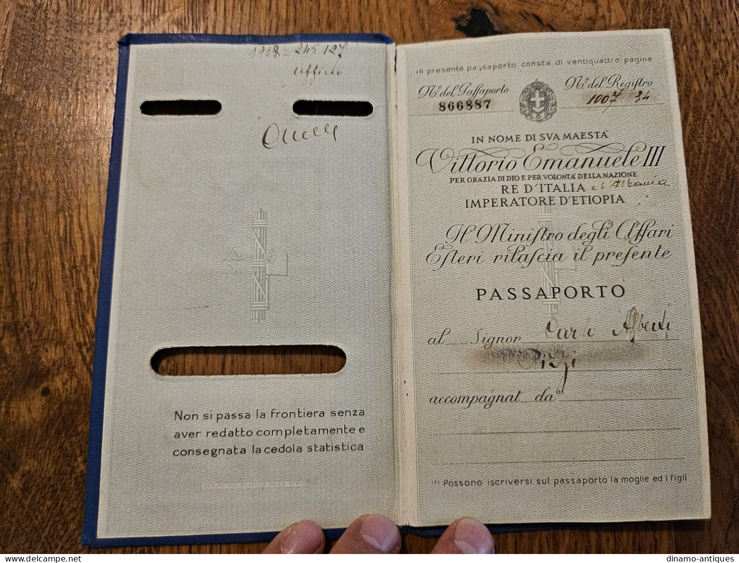 1939 Italy Passport Passeport Issued In Rome - Travel To France United Kingdom - Documenti Storici