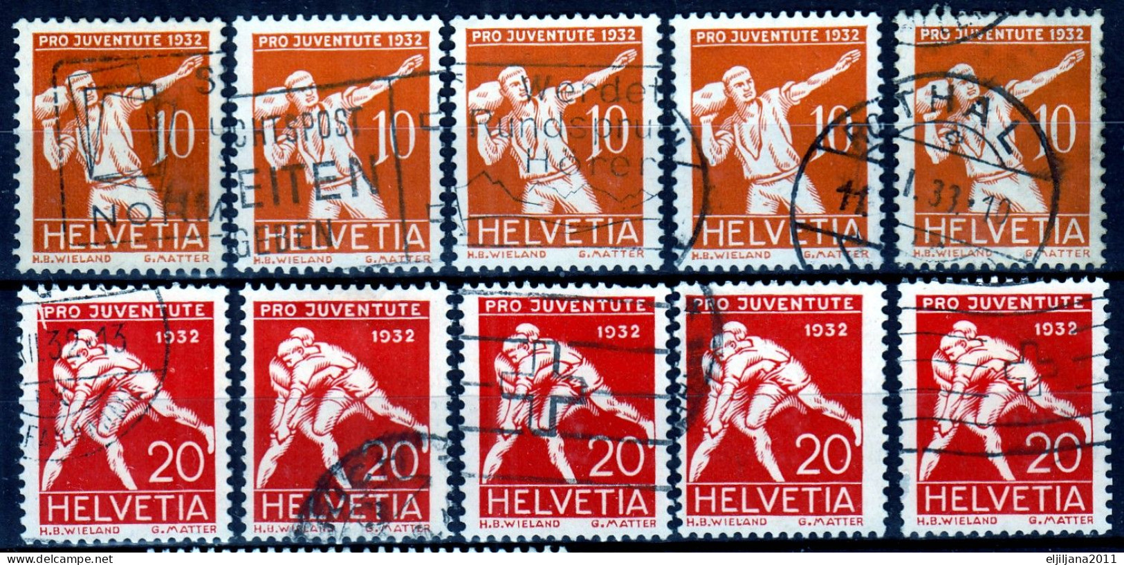 Switzerland / Helvetia / Schweiz / Suisse 1932 ⁕ Pro Juventute Mi.263 & Mi.264 ⁕ 10v Used - Usados