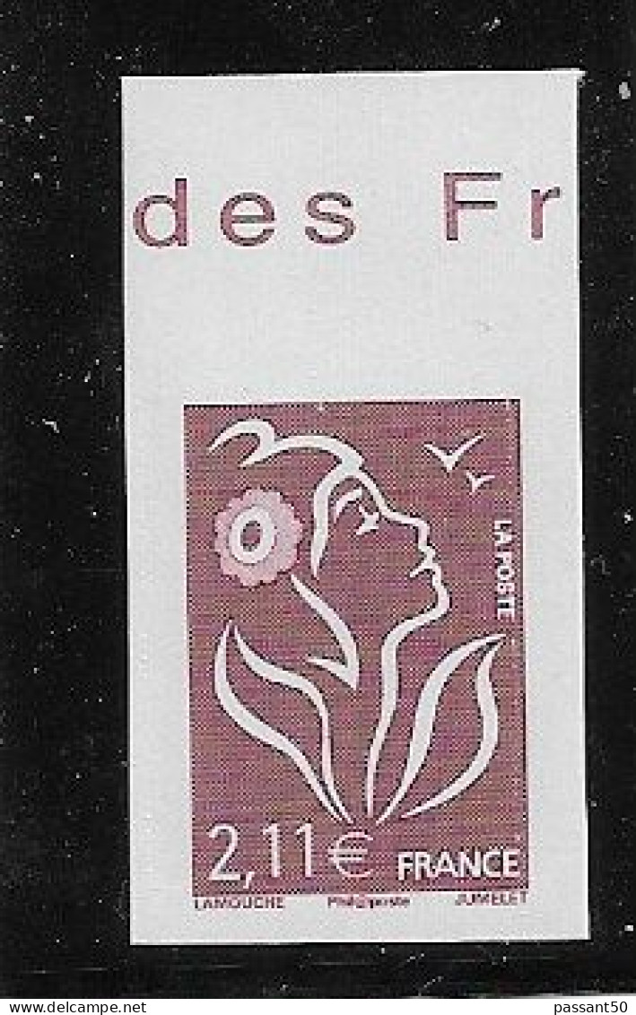 Lamouche 2.11 € Brun Prune YT 3972b Non Dentelé Accidentel HDF. Rare, Voir Le Scan. Cote Maury N° 3966b : 130 €. - Unused Stamps