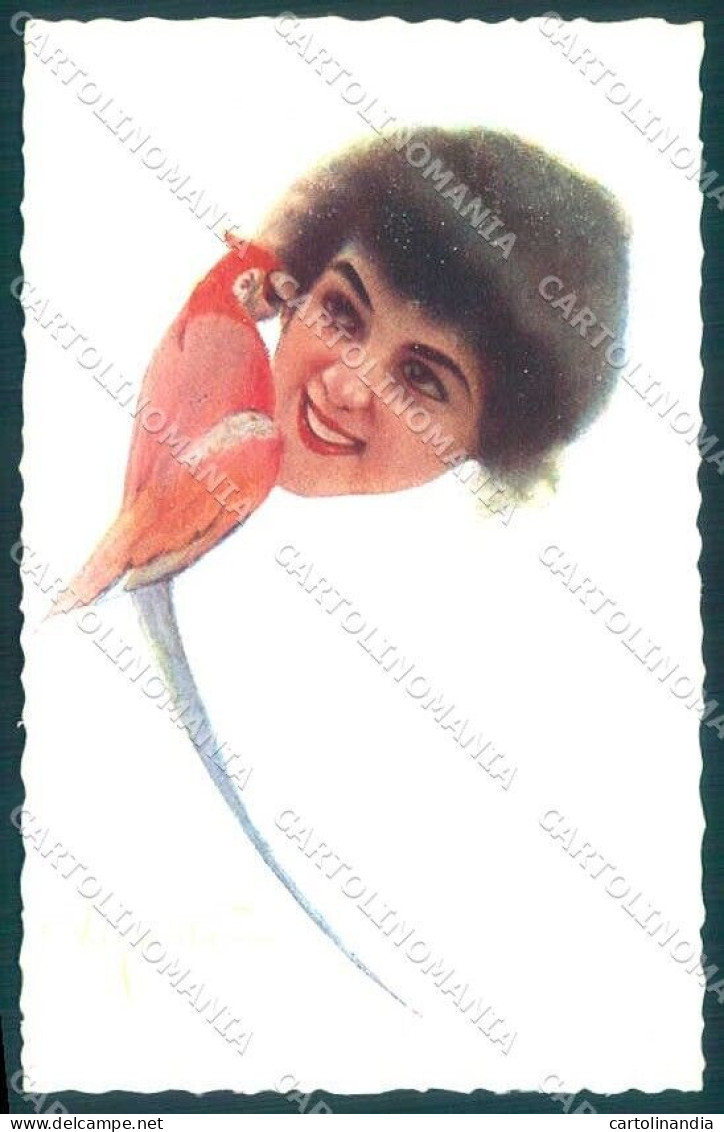 Artist Signed Pagnotta Fashion Glamour Lady Parrot Serie 1003 Postcard VK9281 - Other & Unclassified