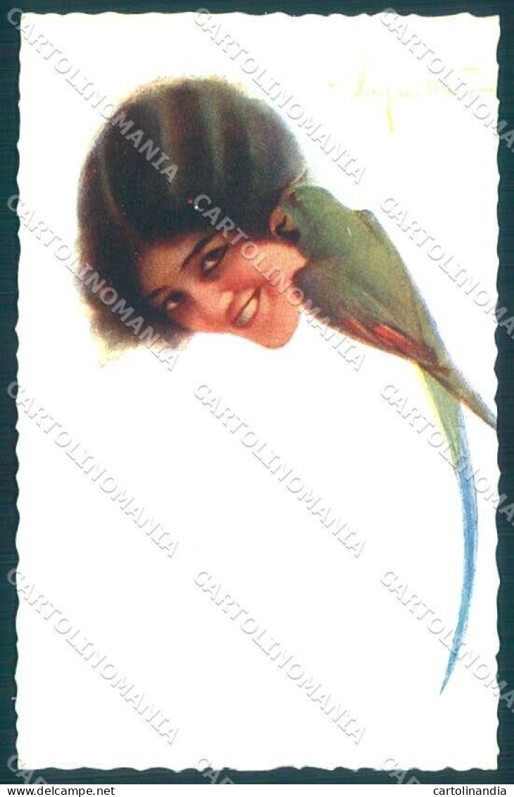 Artist Signed Pagnotta Fashion Glamour Lady Parrot Serie 1003 Postcard VK9283 - Other & Unclassified