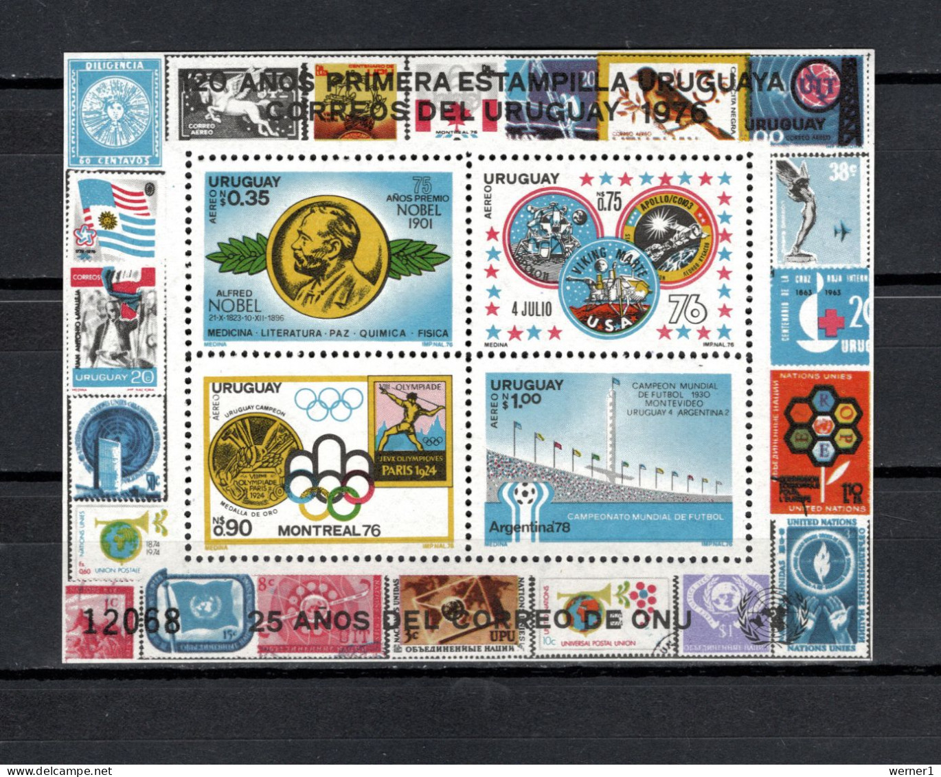 Uruguay 1976 Space, Football Soccer World Cup, Olympic Games Montreal, Viking, Nobel Prize S/s MNH - Zuid-Amerika