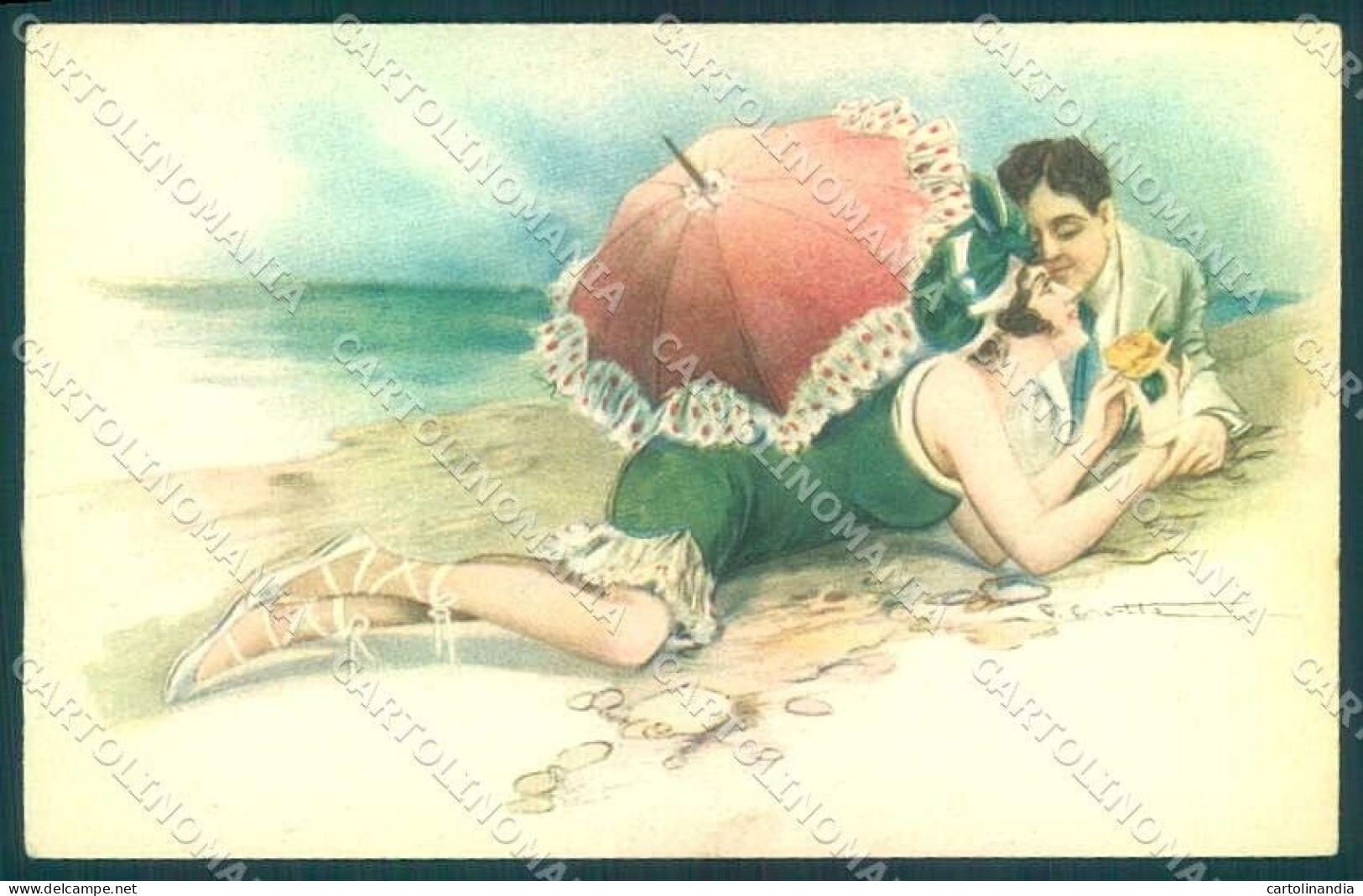 Artist Signed Crotta Lady Bathing Beauty Sea Serie 4 Postcard VK9299 - Autres & Non Classés