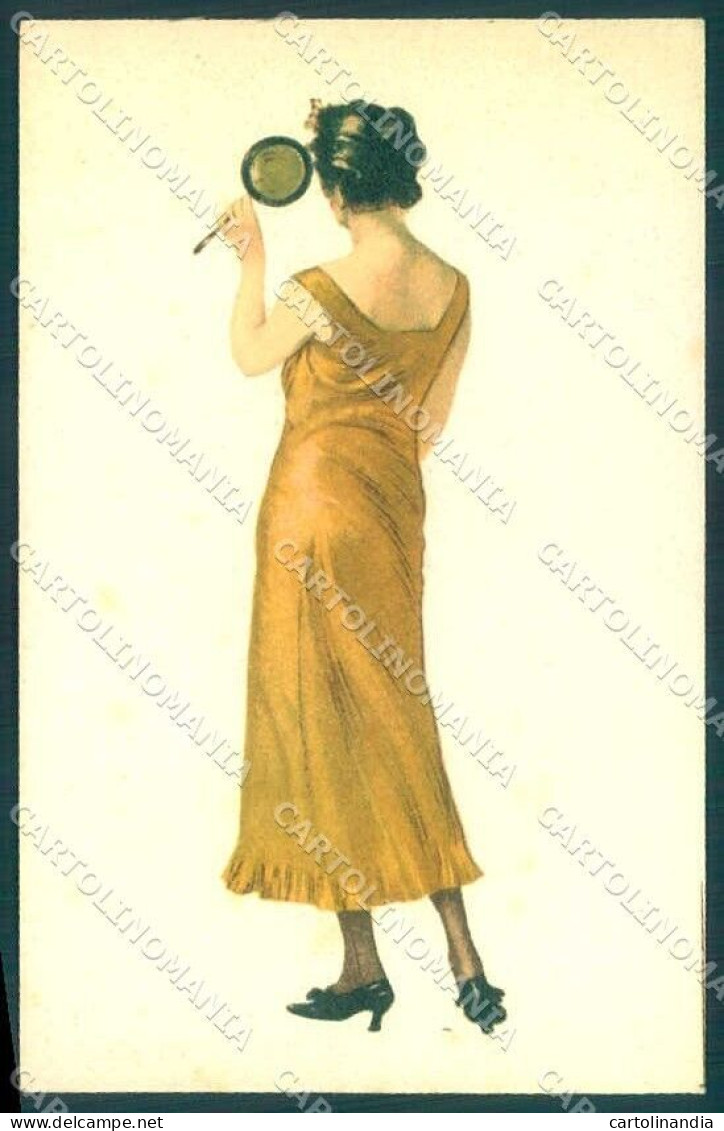 Artist Signed Dressler Fashion Glamour Lady Mirrow Serie 445-1 Postcard VK9292 - Autres & Non Classés