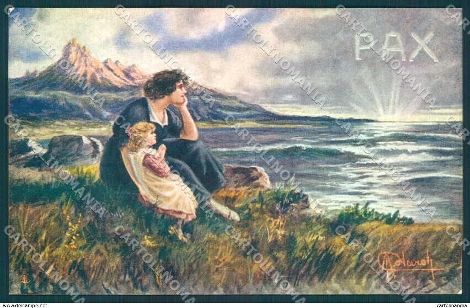 Artist Signed Polaroli Patriotic WW1 PAX Lady Girl Serie 106-3 Postcard VK9273 - Autres & Non Classés