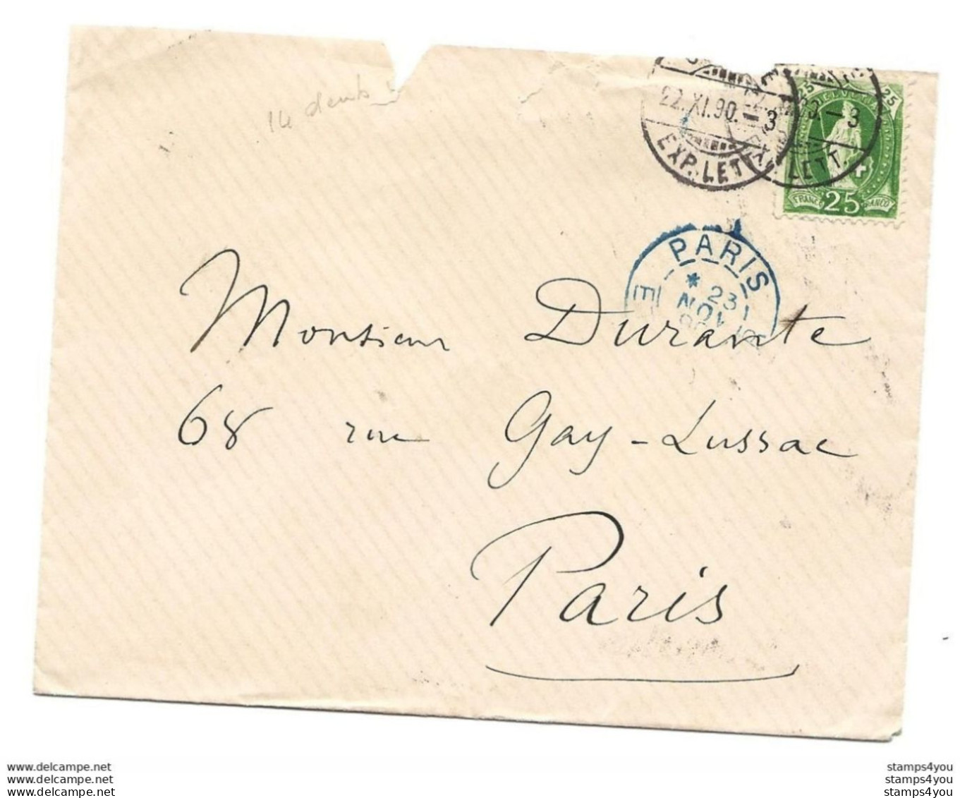 116 - 85 - Enveloppe Envoyée De Genève En France 1890 - Cartas & Documentos