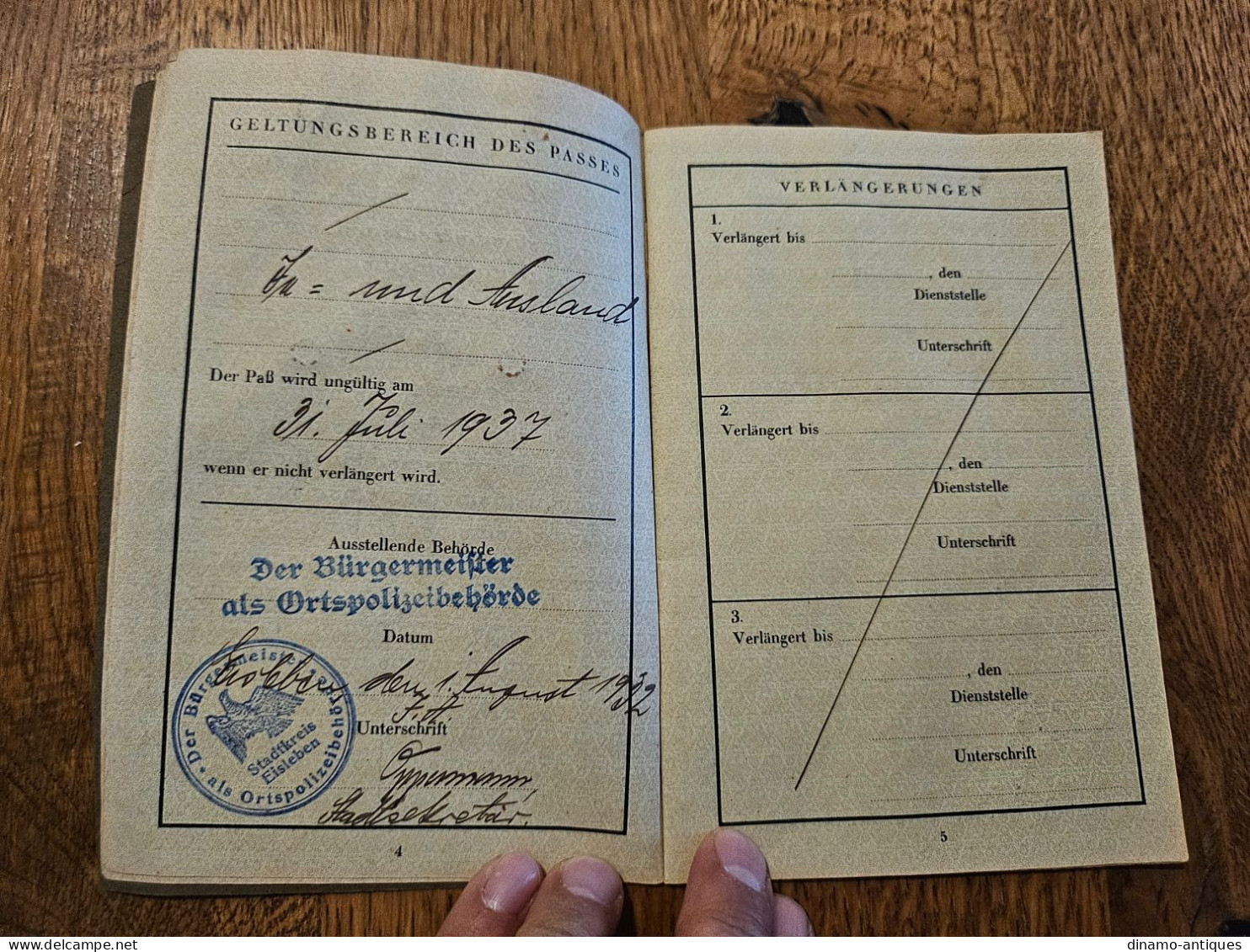 1932 Germany Passport Passeport Reisepass Issued In Eisleben - Travel To Czechoslovakia - Documenti Storici