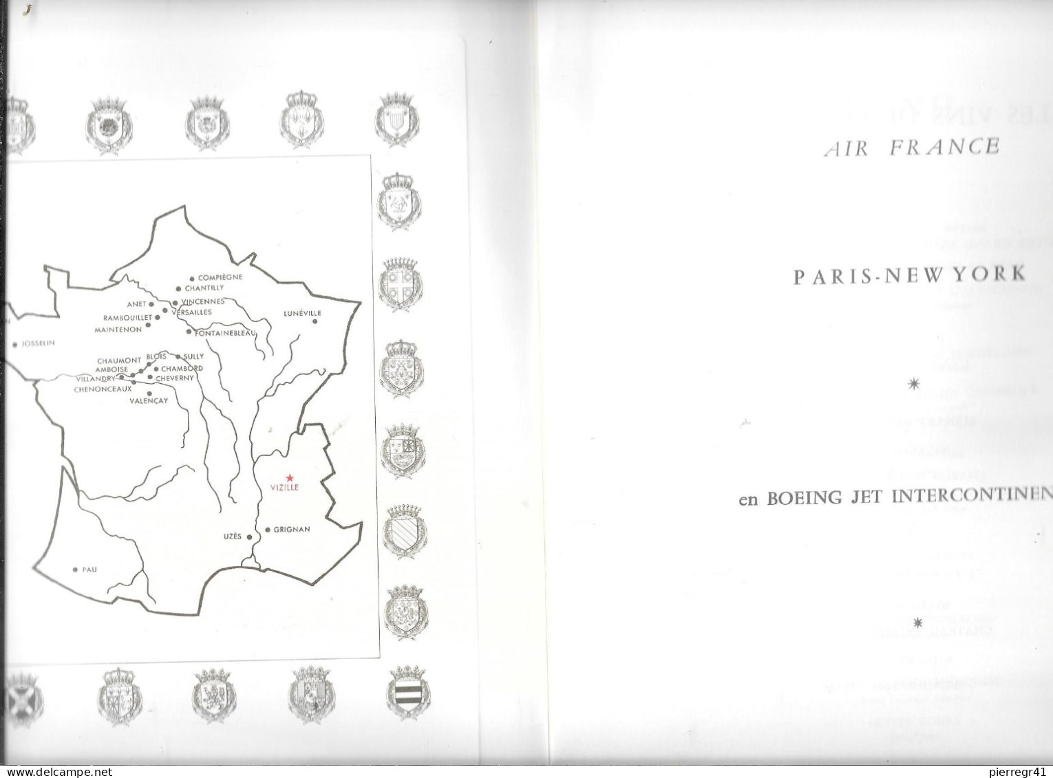 MENU-1966-AIR FRANCE-MENU-CHATEAUX De France-VIZILLE-Dessin-P.Pages-VOL-PARIS/NEWYORK-TBE-RARE - Menükarten