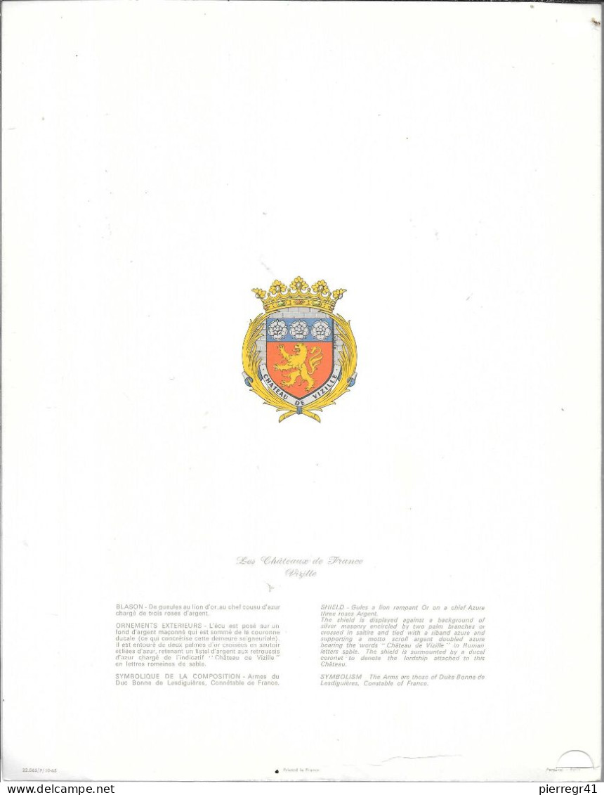 MENU-1966-AIR FRANCE-MENU-CHATEAUX De France-VIZILLE-Dessin-P.Pages-VOL-PARIS/NEWYORK-TBE-RARE - Menu