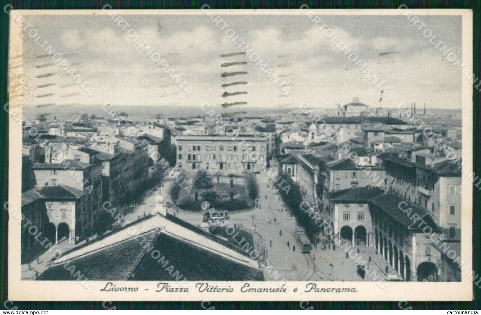 Livorno Città Piazza Vittorio Emanuele PIEGHINA Cartolina WX1563 - Livorno