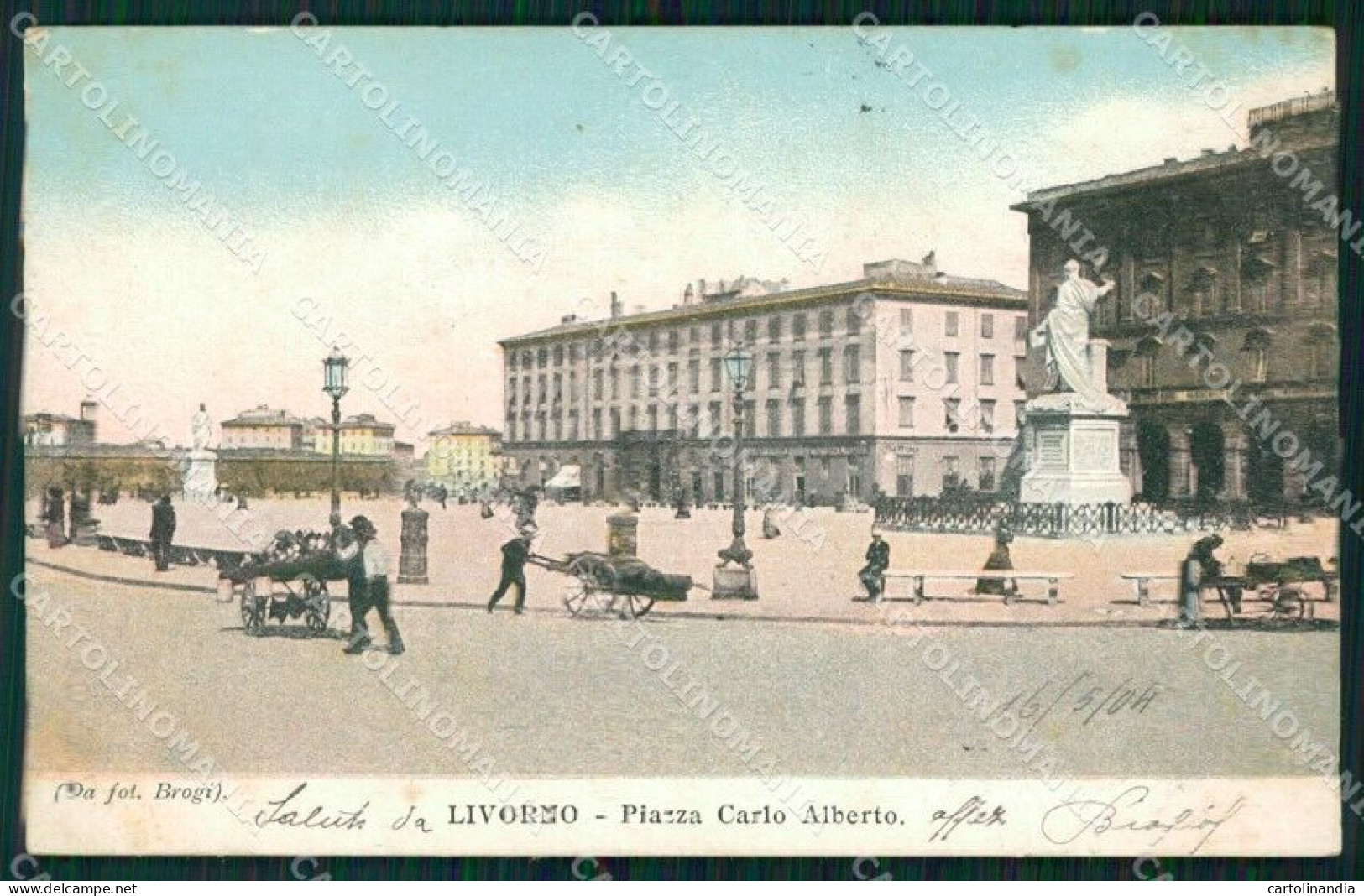 Livorno Città Piazza Carlo Alberto Carretti Cartolina WX1570 - Livorno