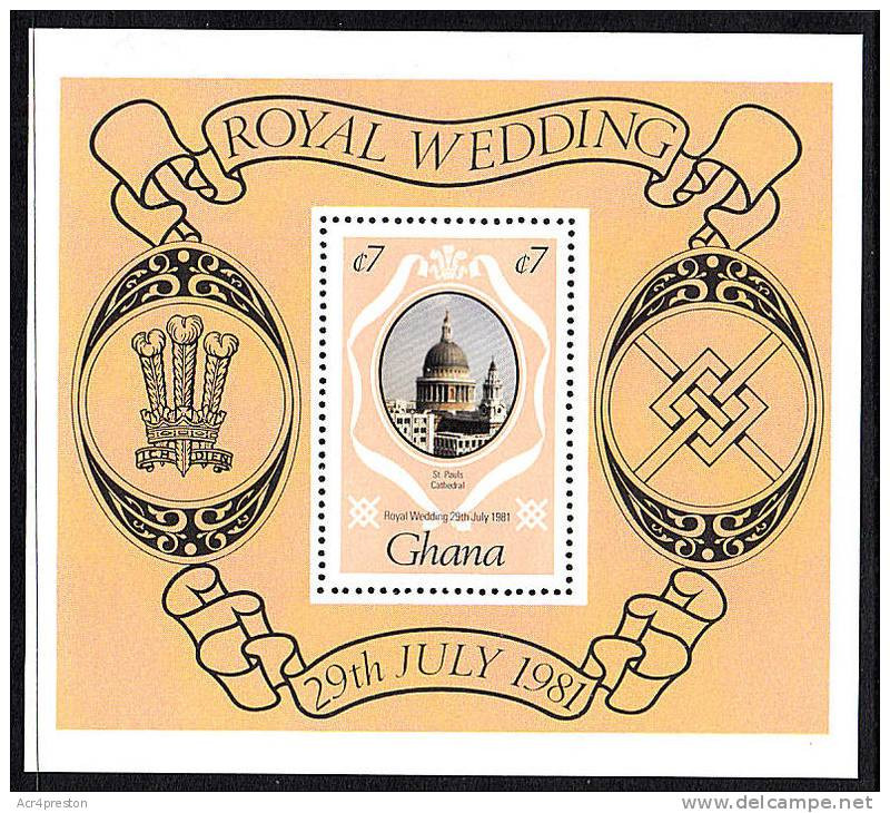 Gh0951 Ghana 1981, SG951 Royal Wedding Prince Charles Lady Diana, Min Sheet, MNH - Ghana (1957-...)