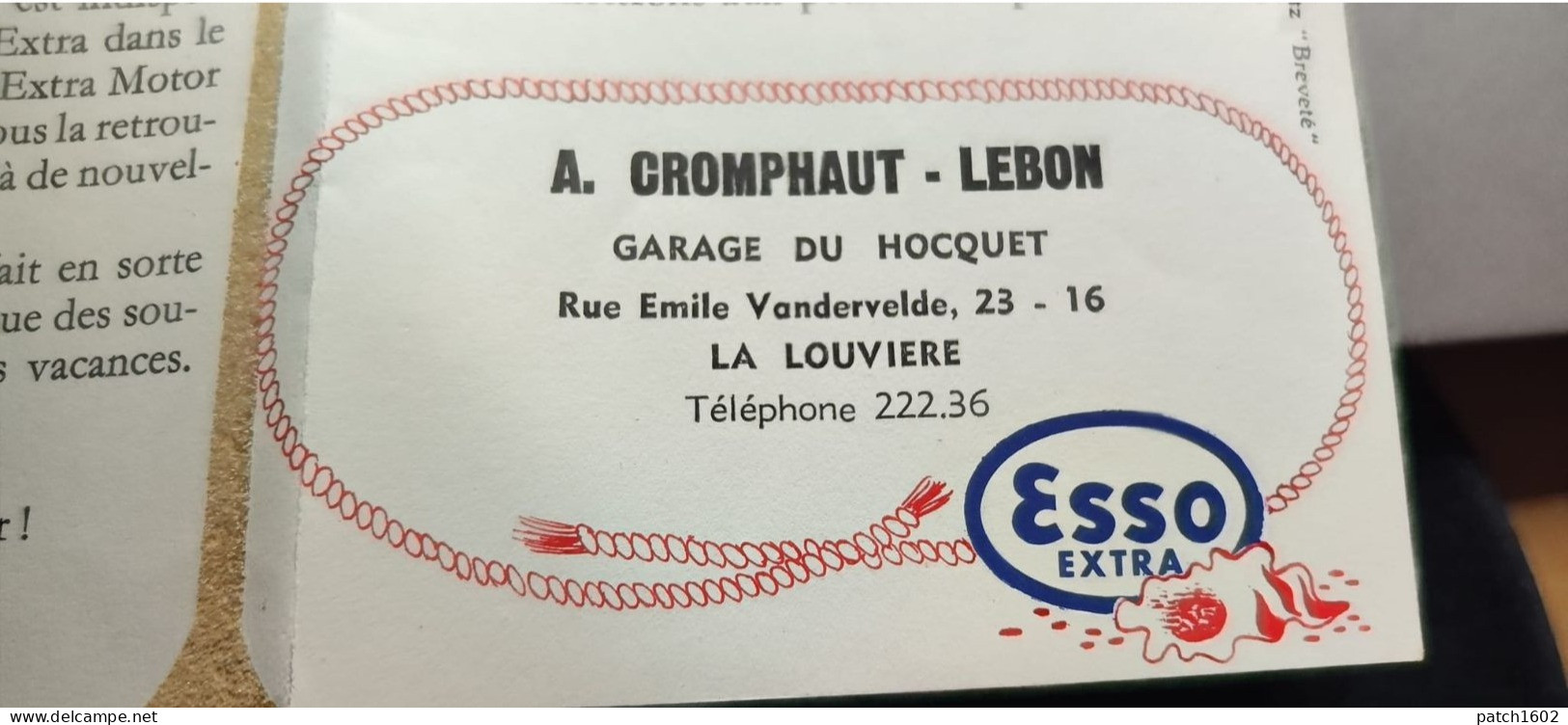 Publicité Garage A.CROMPHAUT-LEBON  GARAGE DU HOCQUET  LA LOUVIÈRE  PUBLICITÉ ESSO EXTRA - Advertising