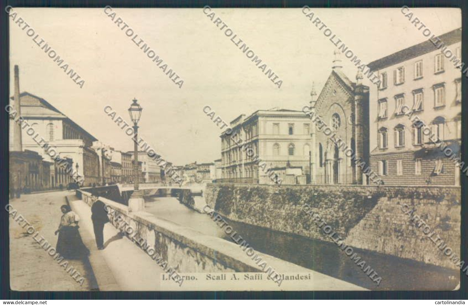 Livorno Città Scali Olandesi PIEGA Foto Cartolina ZG1635 - Livorno