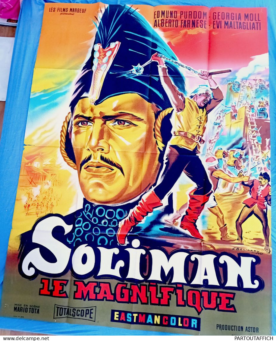 Affiche Ciné SOLIMAN LE MAGNIFIQUE (SOLIMANO CONQUISTATORE) 120X160 Litho Belinsky 1961 - Affiches & Posters