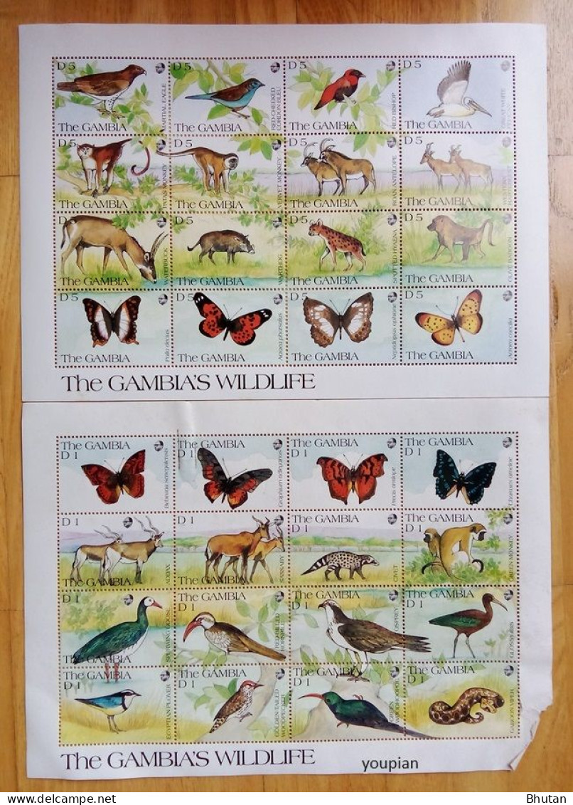 Gambia 1991, The Gambian Wildlife - Animals, Three MNH Sheetlets - Gambia (1965-...)