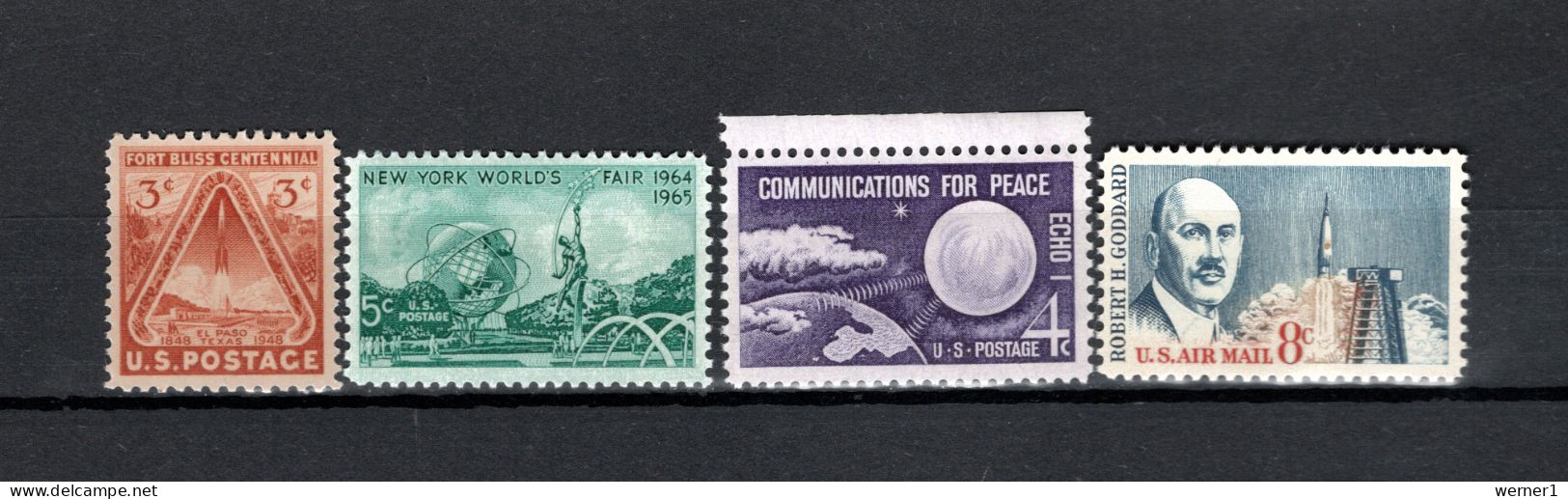 USA 1948/1964 Space, Fort Bliss, Expo New York, Echo Satellite, R.H.Goddard 4 Stamps MNH - Verenigde Staten