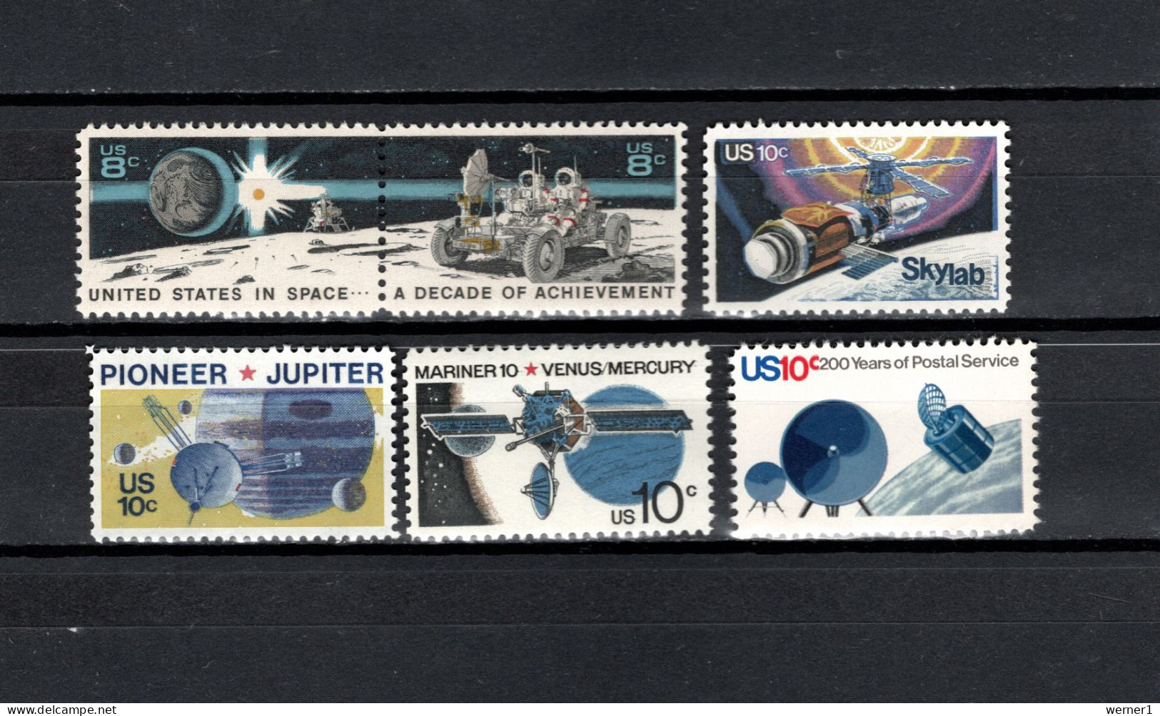 USA 1971/1975 Space Achievement, Skylab, Jupiter, Mariner 10, Postal System 6 Stamps MNH - USA