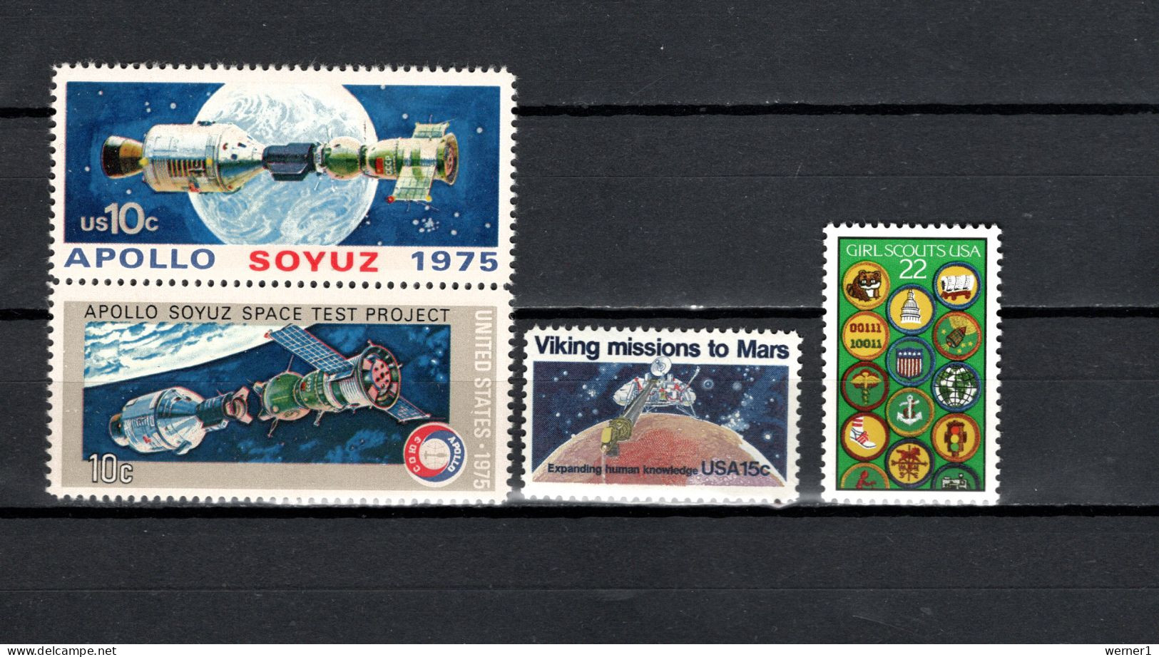 USA 1975/1987 Space, Apollo-Soyuz, Viking, Girl Scouts 4 Stamps MNH - USA