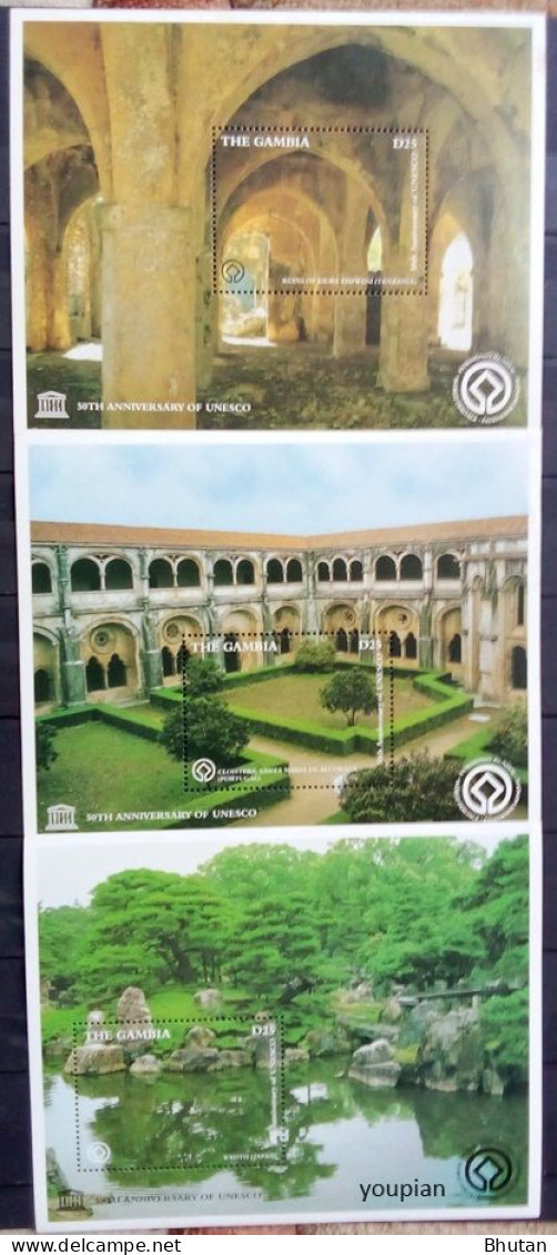 Gambia 1997, UNESCO World Heritage Sites, Three MNH S/S - Gambia (1965-...)