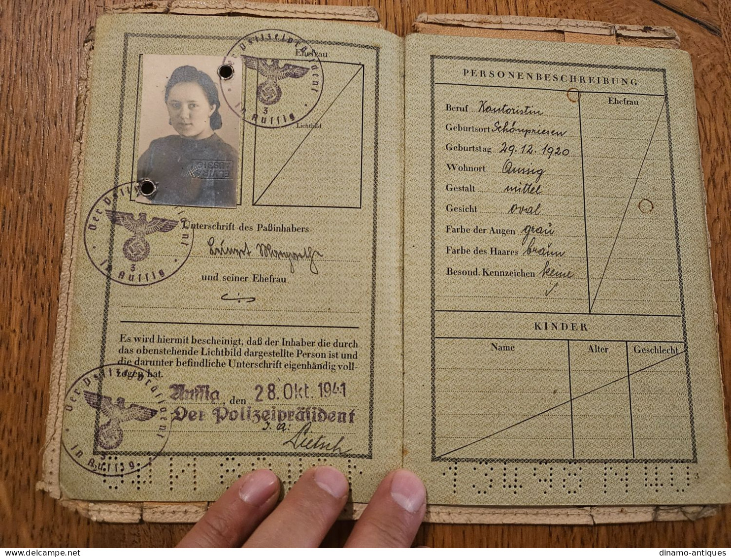 1941 Germany Passport Passeport Reisepass Issued In Aussig Ústí Nad Labem - Documenti Storici