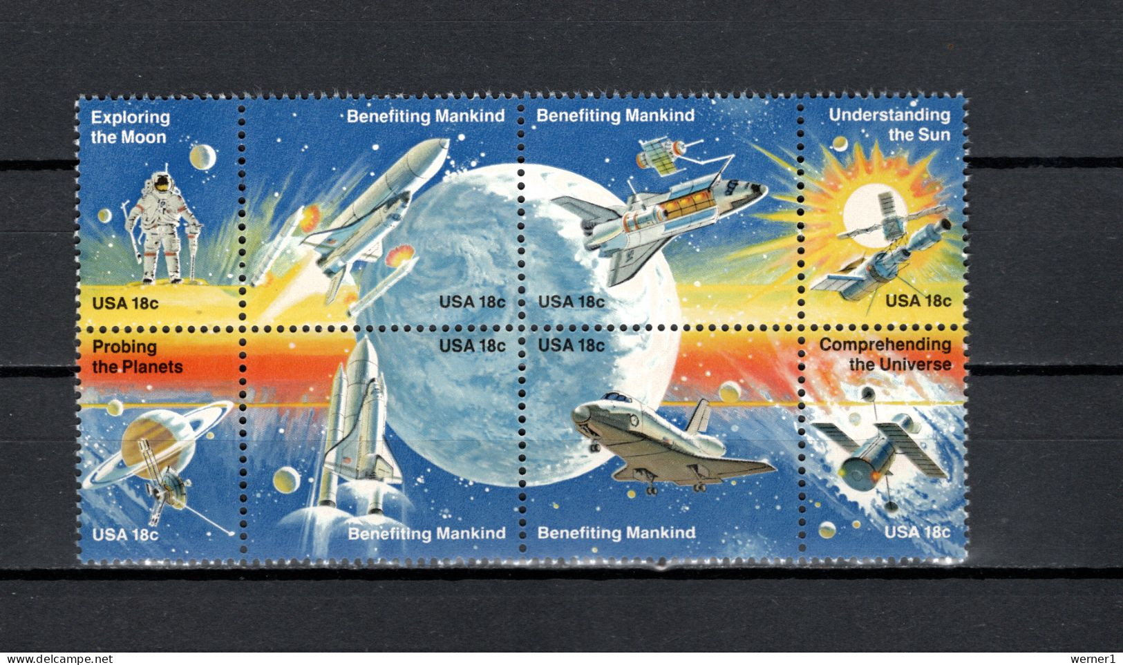 USA 1981 Space Achievement, Space Shuttle Block Of 8 MNH - Etats-Unis