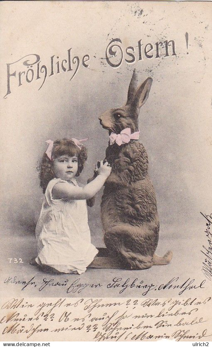 AK Fröhliche Ostern - Mädchen Mit Osterhasen - Ca. 1905  (68843) - Easter