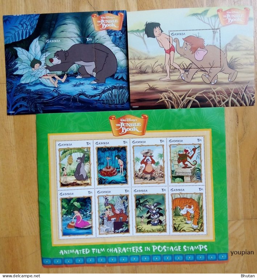 Gambia 1998, Jungle Book, MNH Sheetlet And Two MHH S/S - Gambia (1965-...)