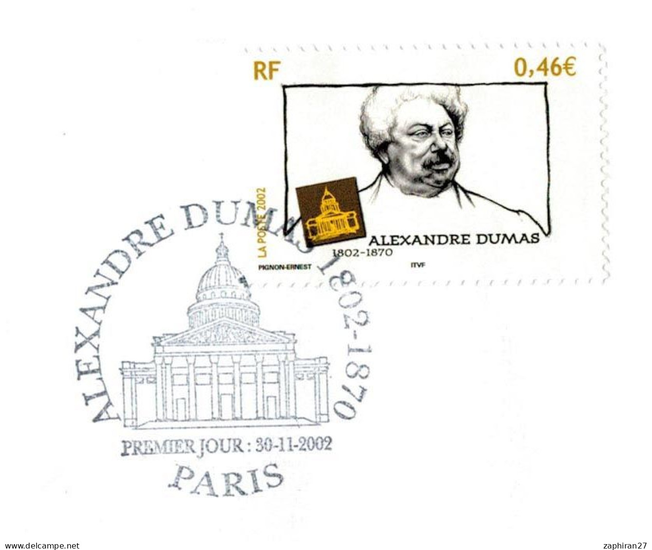 CELEBRITE : ALEXANDRE DUMAS 1802_1870 (30-11-2002) #665# - Writers