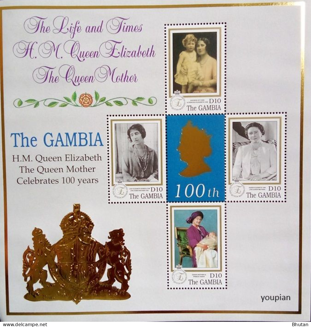 Gambia 1999, 100th Birth Anniversary Of Queen Mother, MNH Unusual S/S - Gambie (1965-...)