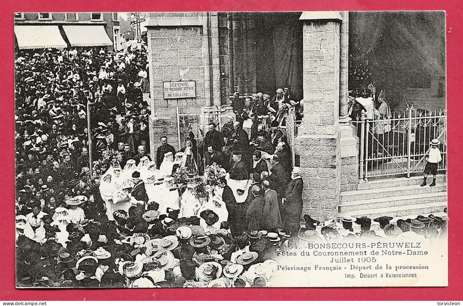 C.P. Bonsecours  = Juillet 1905 : Fêtes De Couronnement De Notre-Dame. Pélerinage Français  -  Départ De La  Procession - Peruwelz