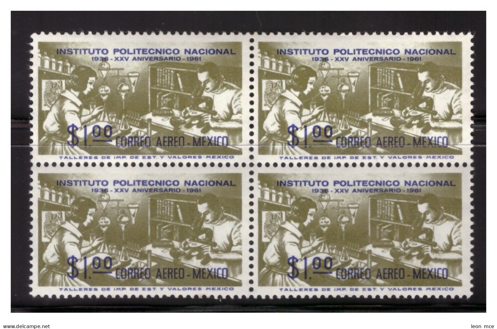 1962 MÉXICO 1936 -25 ANIV.  POLITECNICO NACIONAL- 1961, BLOCK Of 4 Sc.C261 MNH NATIONAL POLYTECHNIC Laboratory - Mexico