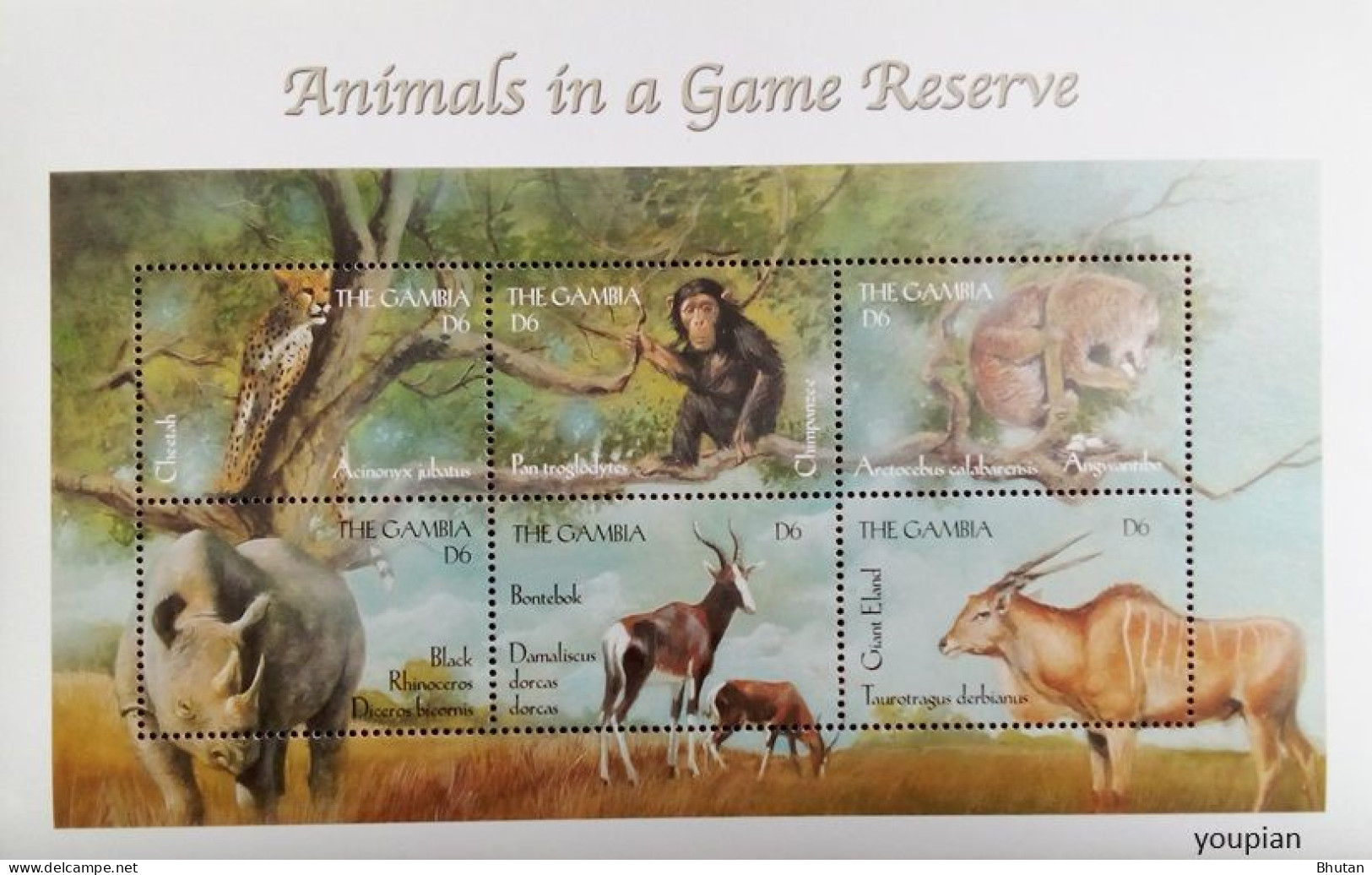 Gambia 2000, Animals In A Game Reserve & Wildlife Of The African Bushveld, MNH S/S - Gambia (1965-...)