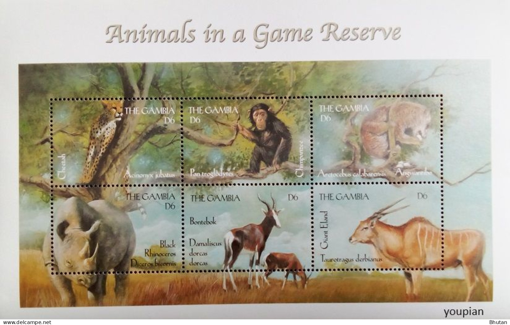 Gambia 2000, Animals In A Game Reserve & Wildlife Of The African Bushveld, MNH S/S - Gambie (1965-...)