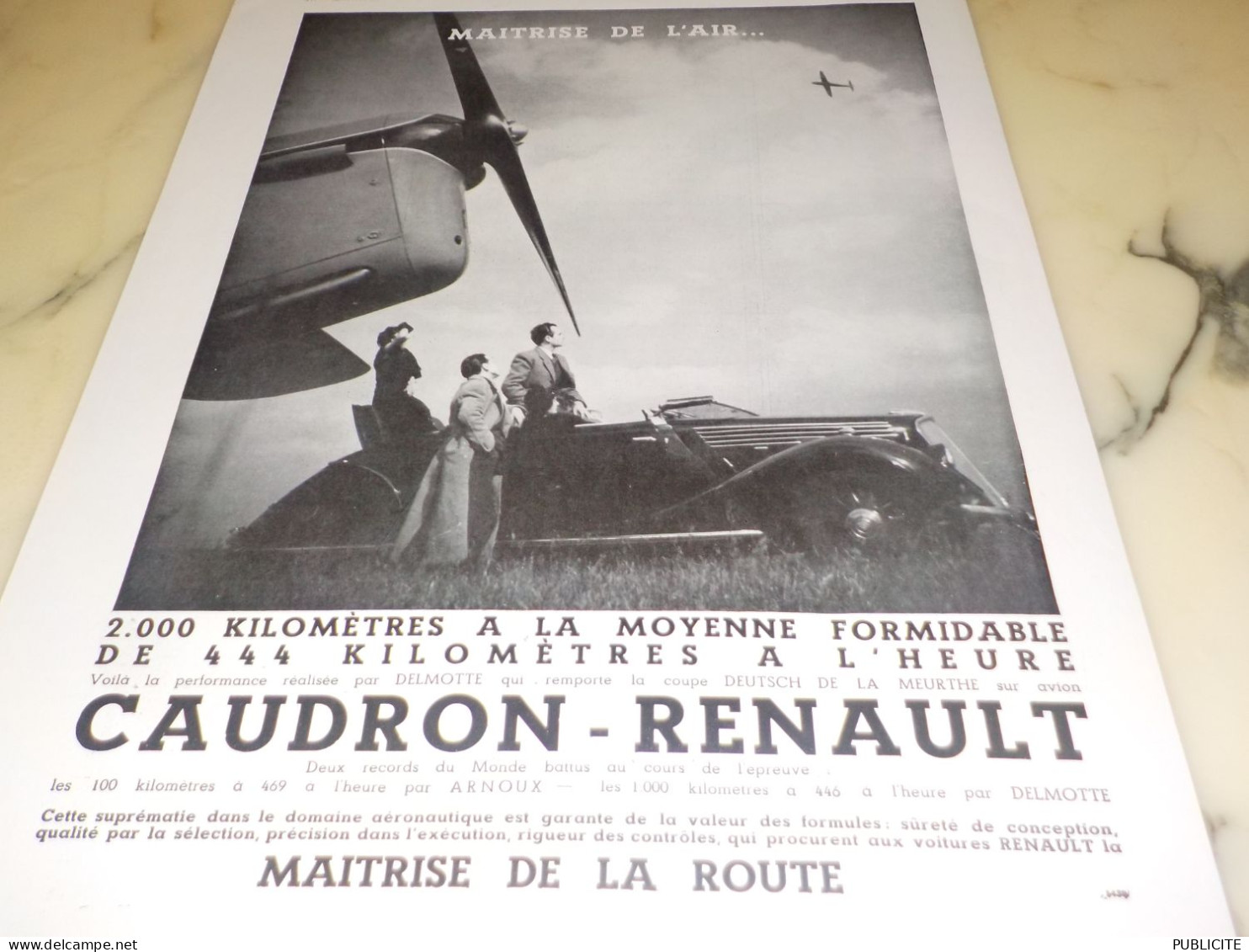 ANCIENNE PUBLICITE MAITRISE DE L AIR CAUDRON  RENAULT 1935 - Pubblicitari