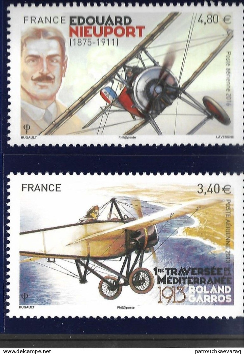 France 2023 PAP : 2 Cartes Pré-timbrées Poste Aérienne. Timbre Edouard Nieuport & Rolland Garros - Listos A Ser Enviados: Otros (1995-...)