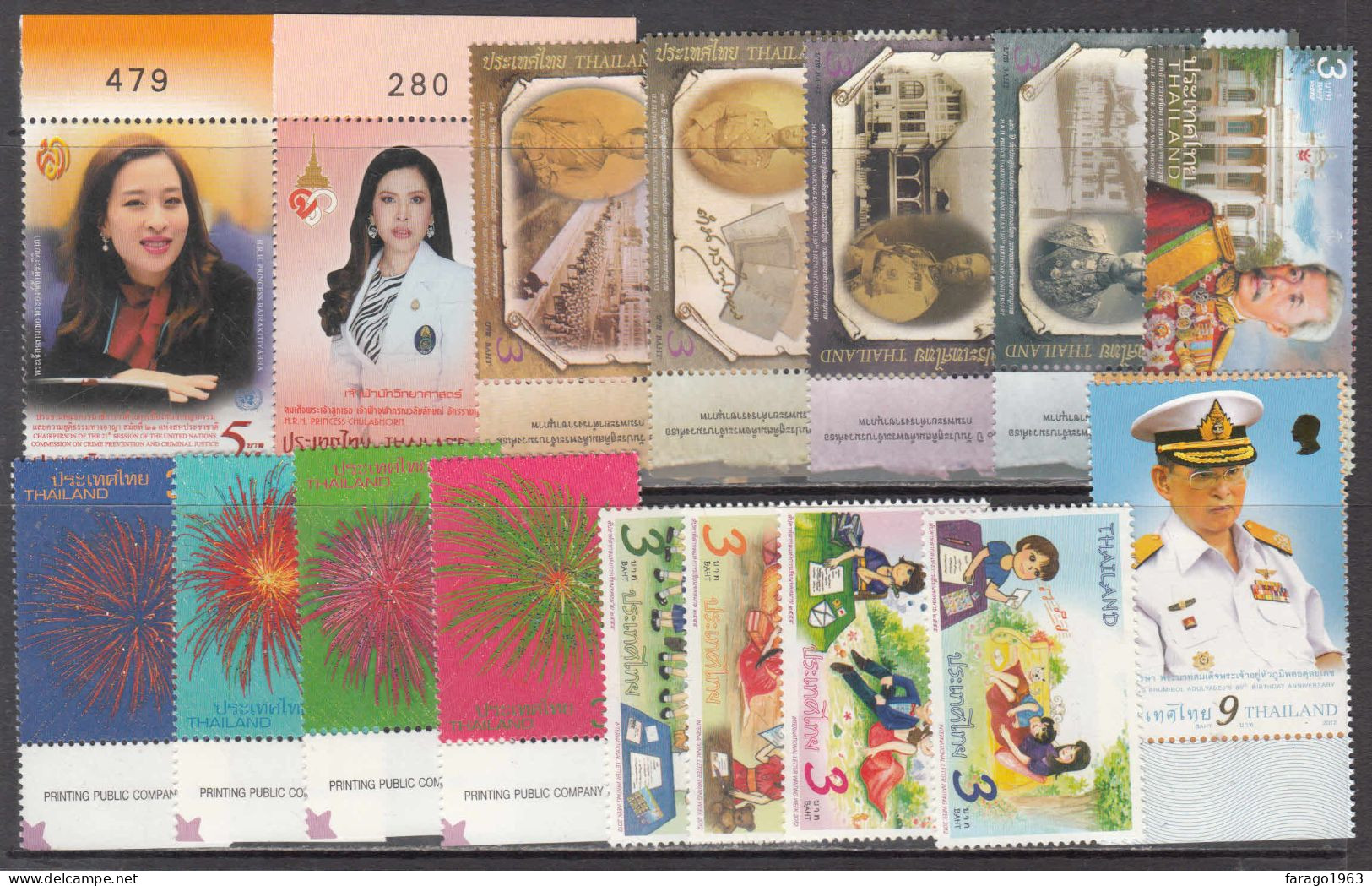 2012 Thailand Collection Of 25 Stamps + 10 Souvenir Sheets MNH - Thaïlande