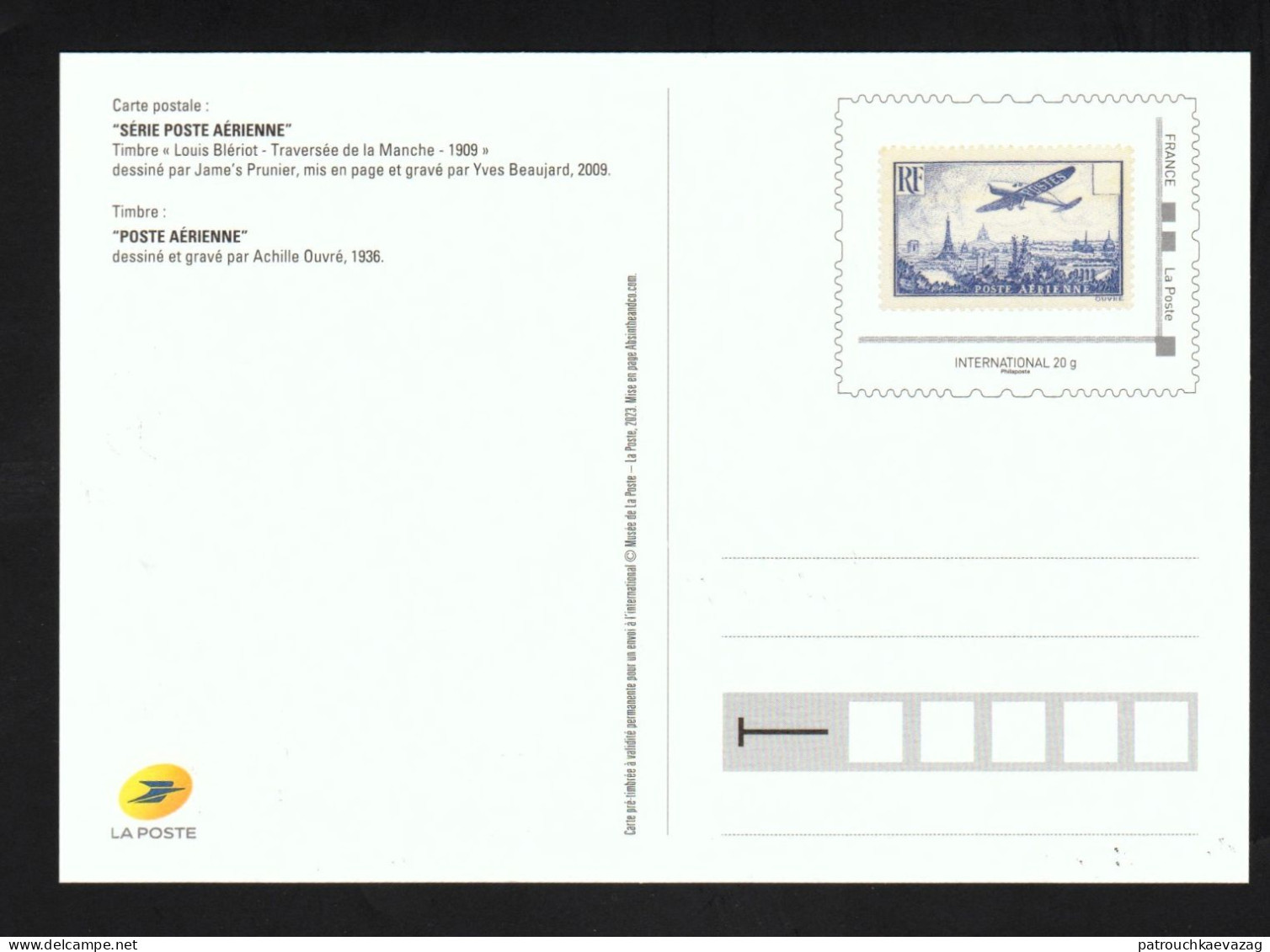 France 2023 : Carte Pré-timbrée Poste Aérienne. Timbre Louis Blériot - PAP : Altri (1995-...)