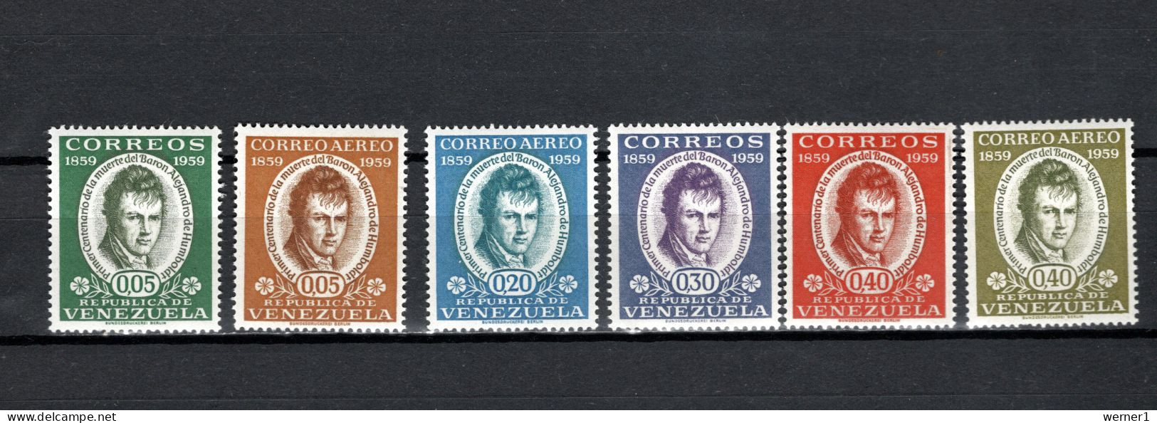 Venezuela 1960 Alexander Von Humboldt Set Of 6 MNH - Exploradores