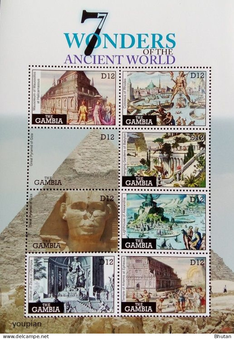 Gambia 2008, 7 Wonders Of The Ancient World, MNH S/S - Gambie (1965-...)