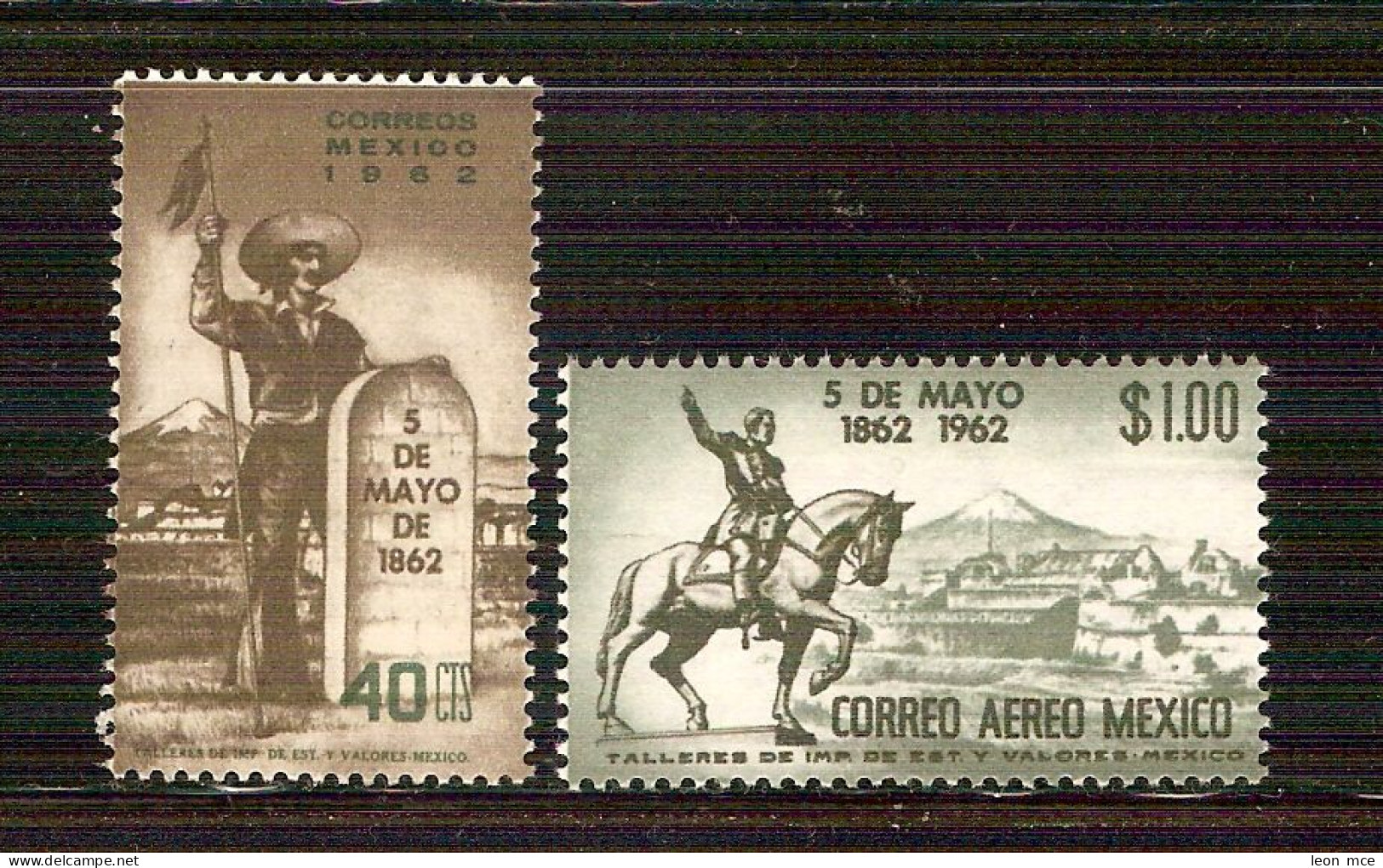 1962 MÉXICO, 5 DE MAYO 1862  BATALLA DE PUEBLA, Sc. 922-C260 MNH CENTENARY OF THE BATTLE OF PUEBLA - Mexico